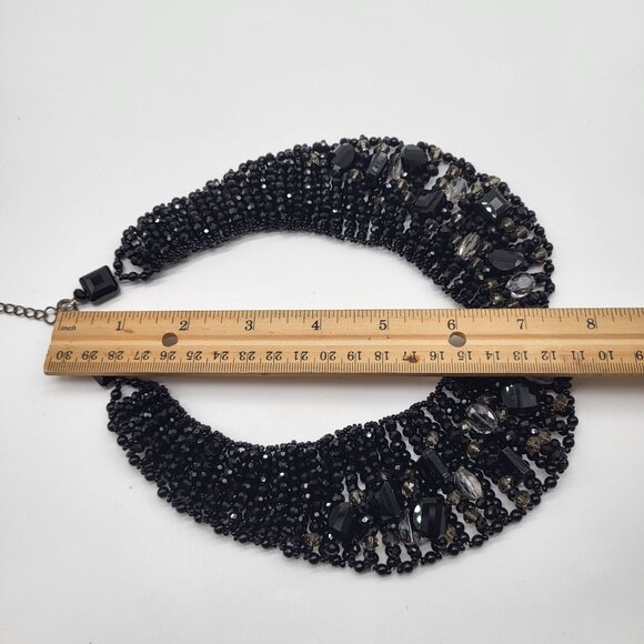 VTG Nakamol Thailand Bib Collar Statement Necklace Beaded Black Gray - Picture 7 of 14